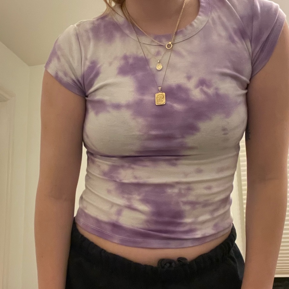 cropped purple tie dye baby tee